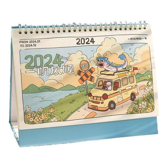 2024年イラスト入り卓上カレンダー - オリジナルデザイン