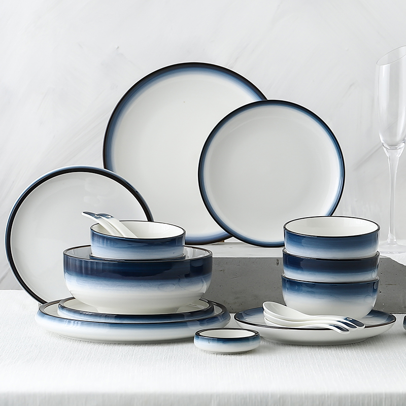 陶瓷简约餐具碗盘碗碟8寸圆盘盘子家用菜盘日式餐具牛排西餐盘