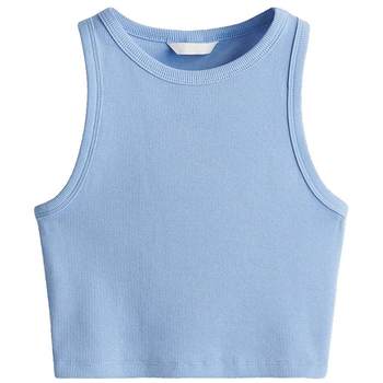 HM women's halter neck vest 2025 summer new slim fit and slim hot girl sleeveless and fresh short vest 1049251