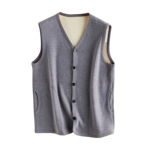 Middle-aged and elderly vest men with velvet thickened fleece for autumn and winter, elderly cotton vest, dad's warm cardigan with vest underneath

