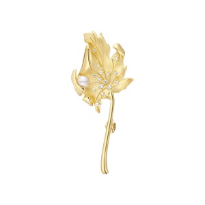 HEFANG何方珠宝晓雪枫叶胸针高级轻奢胸花徽章百搭饰品生日礼物