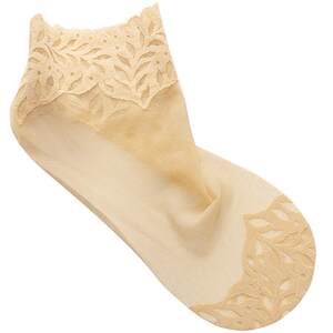 
Ins trendy stockings transparent women's short socks retro lace stockings spring and summer medium tube thin women's lace boat socks cotton bottom
