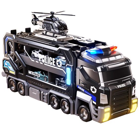 
Children's track toy car police car deformation sliding ejection alloy storage car boy's birthday gift