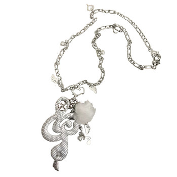 Sweet and cool girl's notes wings leather long necklace