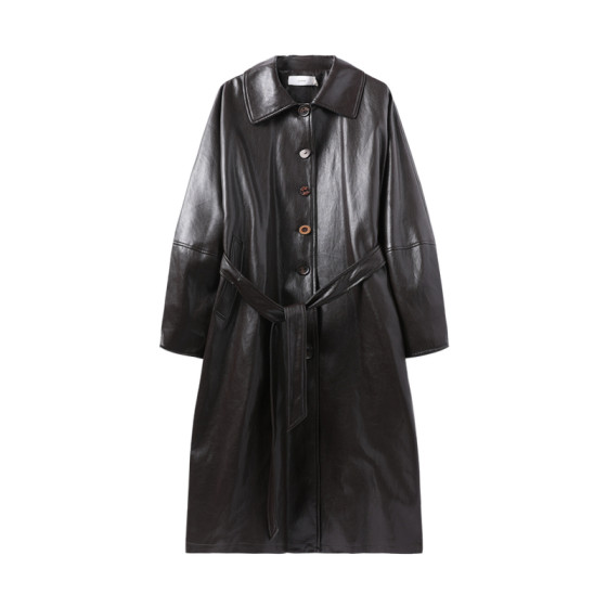 Nishimachi Muraya Retro Windbreaker Women's 2025 Autumn New Plaid Simple Splicing Long Jacket XXAC10128