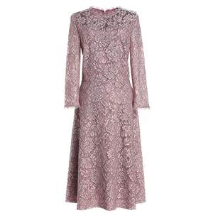 Joewanni Autumn Mall New Female Lace high -waisted slim -fitting temperament lady lady long -sleeved dress mid -length
