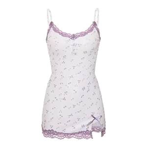 La charming purple wind chime*pure desire girl purple floral floral Modal comfortable suspender tight jacket night skirt