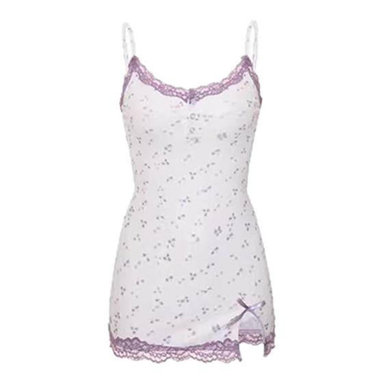 La charming purple wind chime*pure desire girl purple floral floral Modal comfortable suspender tight jacket night skirt