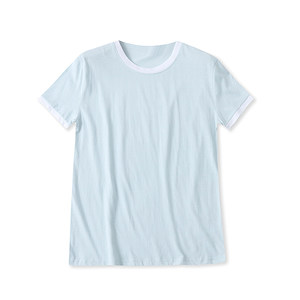 
Color-blocked cotton short-sleeved T-shirt Summer new outerwear women's simple youthful round neck pullover short-sleeved slim T-shirt 33581
