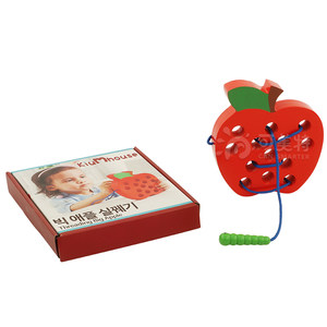 Montessori children's early education insects eat apples wooden toys fingers to practice string thread piercing puzzle baby teaching aids