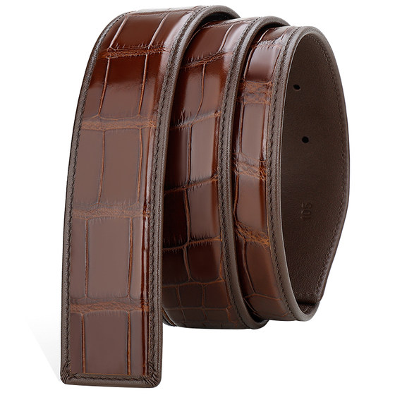 
Headless pure crocodile leather trousers belt men's genuine leather genuine 3.8 high-end business pin buckle smooth without buckle replacement