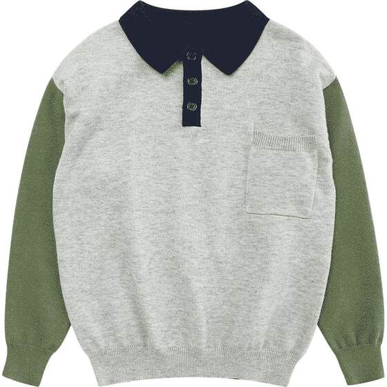 
Cunyi pure quality children's clothing boys' sweater children's spring and autumn lapel pullover fashionable color-blocking sweater