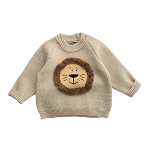 
Korean version of infant sweater autumn and winter baby girl little lion cartoon sweater warm top boy pullover clothes