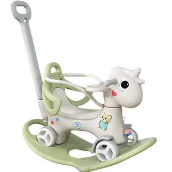 
Push handle can be steering! Multi-functional rocking horse toy car