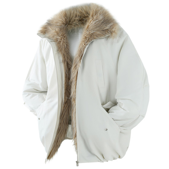 
DESIGNSECRETS 25FW American style mountain carving fur collar down jacket men's warm couple cotton jacket