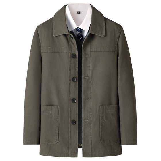 
New dad cotton jacket spring and autumn middle-aged men's cotton jacket middle-aged and elderly grandpa autumn tops