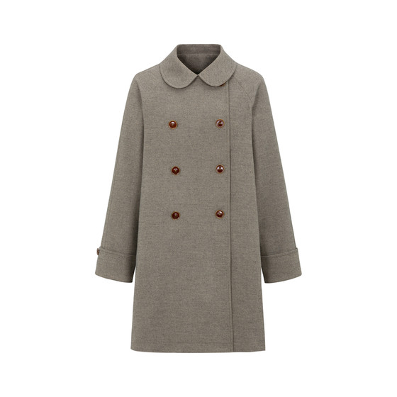 
dorydory doll collar double-breasted wool coat for women petite medium-length woolen coat 2025 autumn and winter