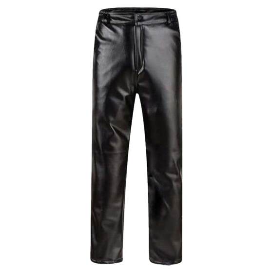 Leather pants men's winter plus velvet thickened motorcycle riding takeaway windproof, waterproof, warm, loose pants pants