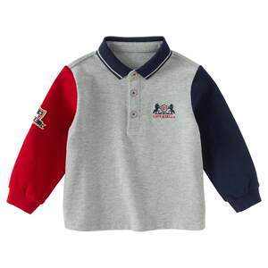 
David Bella boys long-sleeved T-shirt boys bottoming shirt children's contrast polo shirt top 2026 spring new style