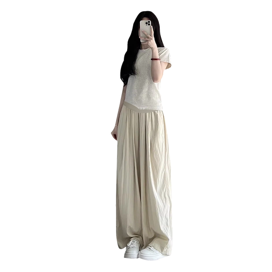 Pregnant women in summer wearing panties thin pants, leisure, loose, loose, lazy straight iced wide -leg pants, pregnant women summer dress
