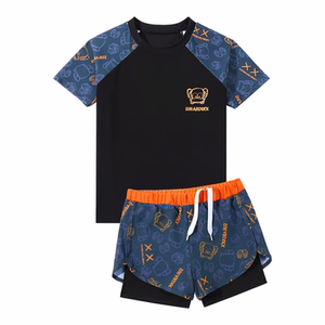 Children's swimsuits boys medium and big teenagers 2025 new summer split boy double-layer swimming trunks anti-embarrassing swimsuit
