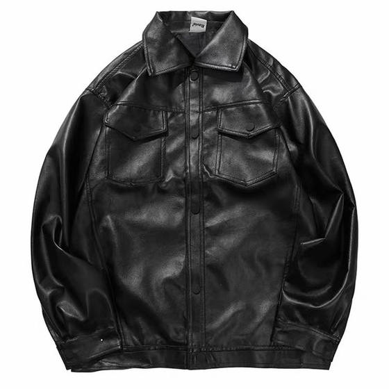 
Leather jacket men's high-end and handsome men's leather jacket spring new men's black American motorcycle leather jacket
