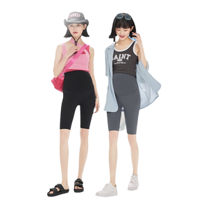 
Pregnant color maternity leggings in summer cool sun protection and antibacterial shark pants high waist markless yoga sports maternity pants