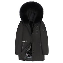 Winter Parka Men's Rex Rabbit Fur Removable Liner New Coat Mid-length Fox Fur Collar Coat