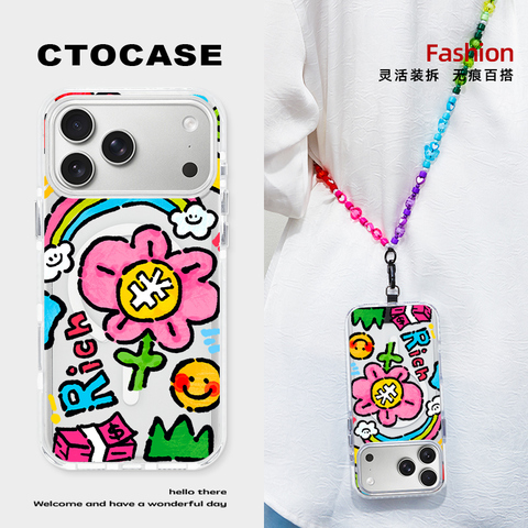 Girls【Drawing Illustration Flower】 MagSafe Cartoon Cute Pro/Plus/Max/Air – 17, 16, 15, 14, 13 iPhone Case
