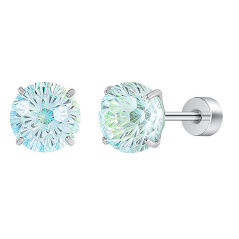 
Mint green titanium firework cut gradient earrings