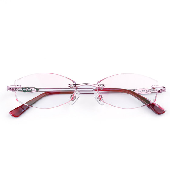 Frameless glasses Female myopia Diamond Cut the ultra -light face, flat color, color, color -proof anti -radiated glasses rack height number

