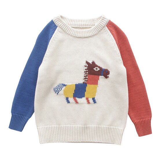 Boys sweater 2025 spring and autumn clothing new Korean version baby cotton knitted base shirt children round neck pullover sweater
