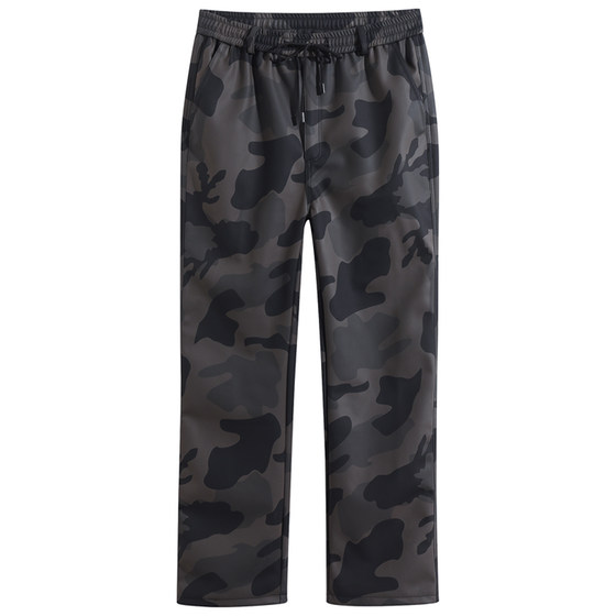 
Spring camouflage leather pants for men's motorcycle riding, waterproof, windproof and wear-resistant, high-waisted, loose straight casual pants, spring and autumn styles