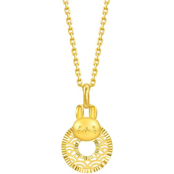 Christmas gift Chow Sang Sang gold solid gold Shengsheng polite zodiac rabbit safety buckle pendant 5G gold 94411P