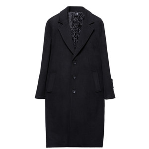 Autumn and winter new coat men's medium long thickened woolen trench coat winter over -knee Korean version of woolen coat no cashmere