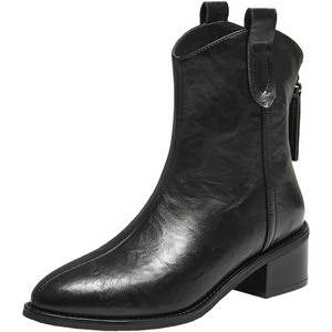 
TATA Women's Shoes Boots 2025 Winter Fashion Boots Thick Heel Retro Western Boots Stretch Short Boots UVF01DZ5