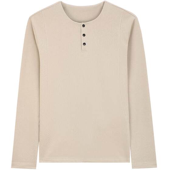 Mind Bridge2026 new spring Henry collar sweatshirt men's retro simple long-sleeved T-shirt solid color bottoming