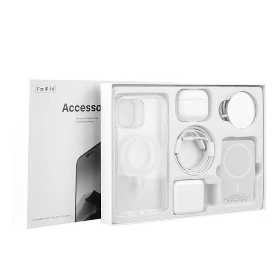 
Huaqiangbei six-piece set suitable for Apple 17Promax new iphone16Plus wireless magnetic phone case power bank accessories full set 15pm Bluetooth headset high quality 14/13/12xs