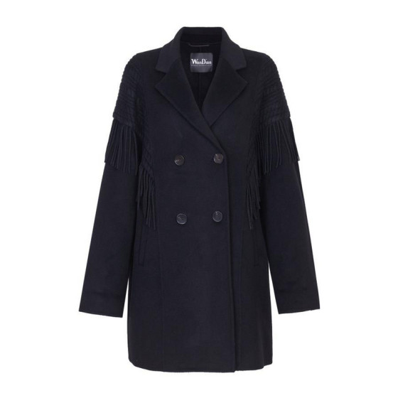 
Wandian black double-sided woolen coat winter loose mid-length coat 1234C03SJ2YX