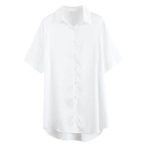 Pajamas with breast pads for women 2025 new summer sexy ice silk nightgown white shirt spring and autumn silk home clothes
