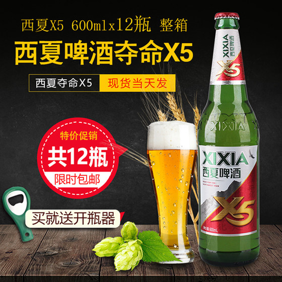 宁夏西夏啤酒夺命X5玻璃瓶装600ml*12瓶精酿啤酒夺命啤酒小麦酿造