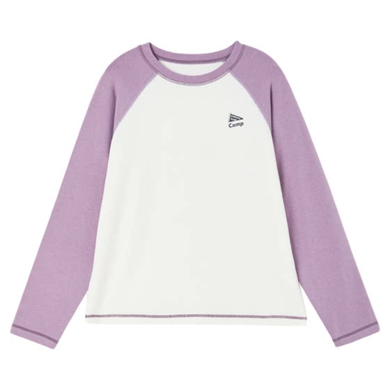 
[Warm mousse velvet] Cotton uncle girl mousse velvet long sleeve T-shirt for boys round neck contrast color rag-sleeved sleeves long T-shirt for boys