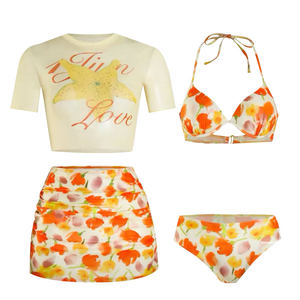 
Masked cat swimsuit women's four-piece set soaking hot spring split shirt small breasts gathered beautiful beach bikini