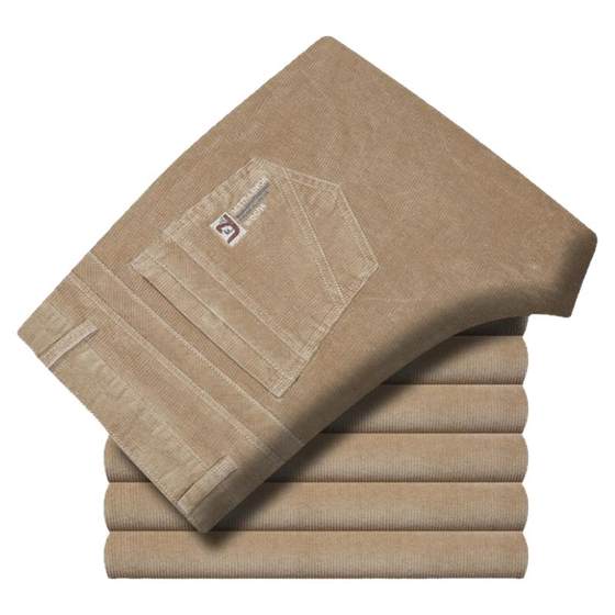 Cotton Yifan pure cotton corduroy pants men's autumn and winter thickened plush strips loose middle-aged and elderly dad casual pants