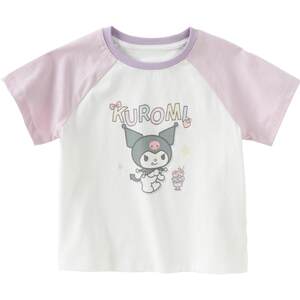
David Bella Kuromi girls short-sleeved T-shirt children's pure cotton antibacterial top summer new baby clothes for women