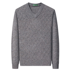 
Chunzhu 100% pure wool sweater men's v-neck winter thickened sweater sweetheart collar men's base wool sweater