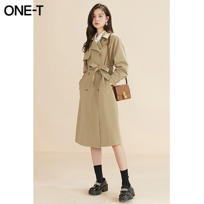 taobao agent Long demi-season khaki trench coat, 2023 collection, mid-length, suitable for teen, for leisure