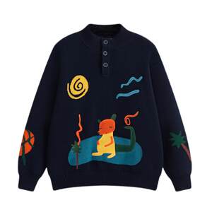
[VIP][Designer Series]MQD Children's Clothing Boys' Half Cardigan Sweater Winter Clothing Plus Velvet Children's Sweater