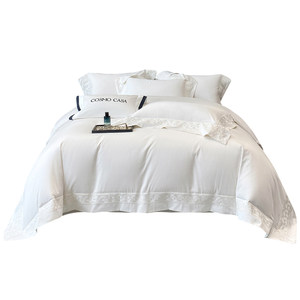 
Seven-star hotel style Class A satin long-staple cotton four-piece hollow embroidered quilt cover pure cotton bed sheet bedding 4