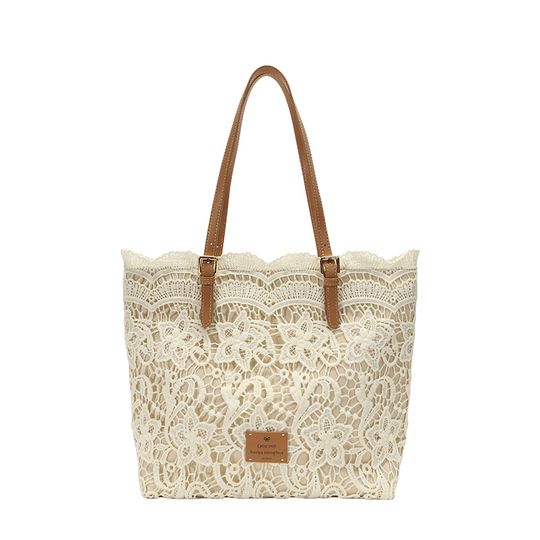 Chio'2nd Lace Tote Bag - French Style Shoulder Bag for Women